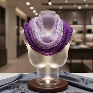 Lilac grape purple gradient infinity knit scarf